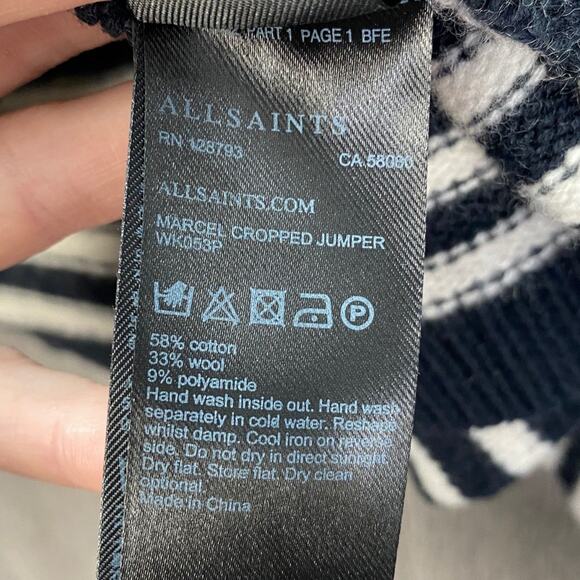 AllSaints Marcel Cropped Stripe Sweater in Women's Small - Picture 6 of 7